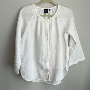 Gap Crinkle Gauze Boatneck Button-Down Size Small